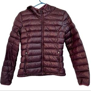 TNA Aritzia Little Puff Purple Lightweight Duck Down Packable Parklife J…